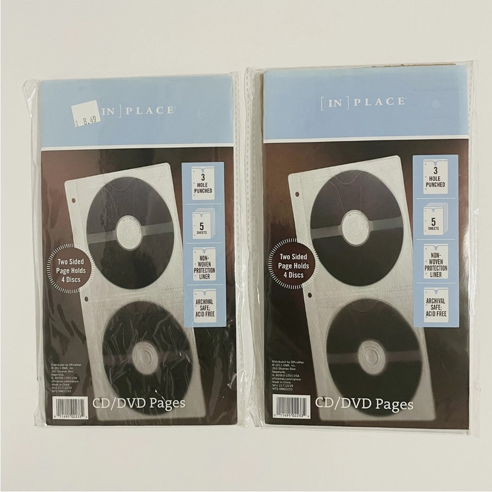 [IN] Place Two Sided Page Holds 4 Discs 2011 CD/DVD Pages Set Of 2